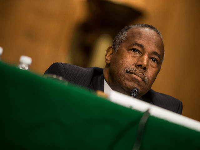 U.S. Housing and Urban Development Secretary Ben Carson testifies during a Senate Banking, Housing, and Urban Affairs Committee hearing on September 10, 2019 in Washington, DC. Trump administration officials were testifying before the committee in support of a report released last week calling for the privatization of Fannie Mae and …
