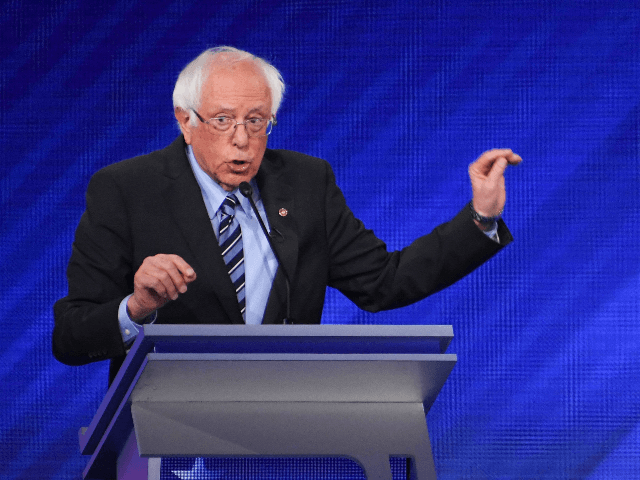 Democratic presidential hopeful Vermont Senator Bernie Sanders speaks during the third Democratic primary debate of the 2020 presidential campaign season hosted by ABC News in partnership with Univision at Texas Southern University in Houston, Texas on September 12, 2019. (Photo by Robyn BECK / AFP) / ALTERNATIVE CROP (Photo credit …
