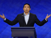 Democratic presidential hopeful Tech entrepreneur Andrew Yang speaks during the third Democratic primary debate of the 2020 presidential campaign season hosted by ABC News in partnership with Univision at Texas Southern University in Houston, Texas on September 12, 2019. (Photo by Robyn BECK / AFP) (Photo credit should read ROBYN …