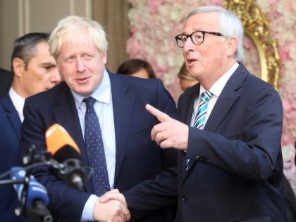 EU Commission president Jean-Claude Juncker (R) welcomes British Prime Minister Boris Johnson (L) prior to their meeting, on September 16, 2019 in Luxembourg - Six weeks before he is due to lead Britain out of the European Union, Prime Minister Boris Johnson meets Jean-Claude Juncker, insisting that a Brexit deal …
