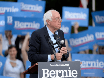 Democratic presidential candidate Sen. Bernie Sanders (I-VT) addresses an audience on the campus of the University of Chapel Hill during a campaign rally on September 19, 2019 in Chapel Hill, North Carolina. Sanders spoke to college students on the working peoples rights, among fair wage and health care. (Photo by …