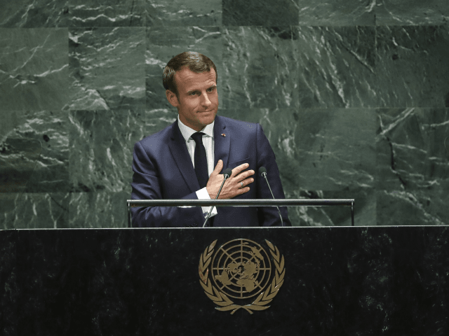 NEW YORK, NY - SEPTEMBER 24: President of France Emmanuel Macron addresses the United Nati
