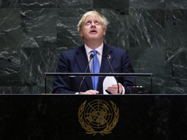 British Prime Minister Boris Johnson speaks during the 74th session of the United Nations
