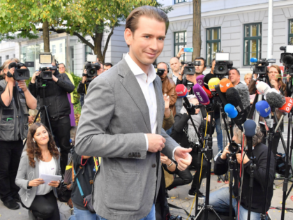 Sebastian Kurz, leader of Austria's People's party (OeVP) leaves after voting du