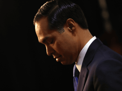 Democratic presidential candidate former housing secretary Julian Castro looks on in the spin room after the Democratic Presidential Debate at Texas Southern University on September 12, 2019 in Houston, Texas. Ten Democratic presidential hopefuls were chosen from the larger field of candidates to participate in the debate hosted by ABC …