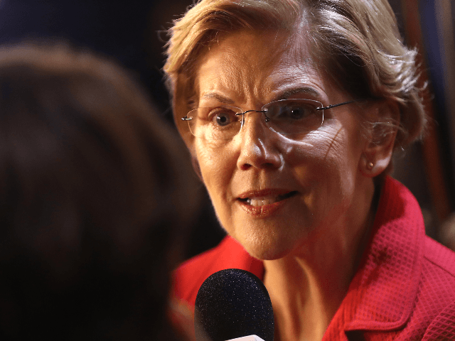 Sen. Elizabeth Warren (D-MA) is interviewed the spin room after the Democratic Presidential Debate at Texas Southern University on September 12, 2019 in Houston, Texas. Ten Democratic presidential hopefuls were chosen from the larger field of candidates to participate in the debate hosted by ABC News in partnership with Univision. …