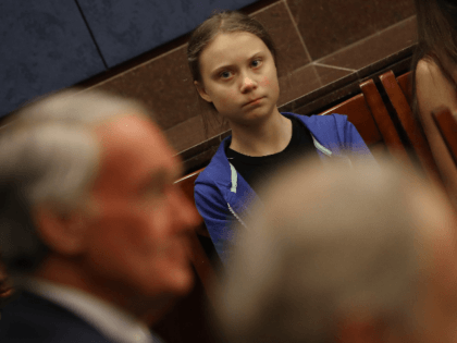 Greta Thunberg, the 16-year-old climate change activist from Sweden, attends a Senate Climate Change Task Force meeting on Capitol Hill, on September 17, 2019 in Washington, DC. On September 20th students from around the world plan a walk out to demand action on climate change. (Photo by Mark Wilson/Getty Images)