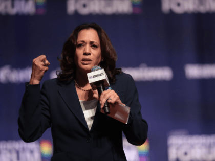 Democratic presidential candidate and California senator Kamala Harris speaks at an LGBTQ presidential forum at Coe College’s Sinclair Auditorium on September 20, 2019 in Cedar Rapids, Iowa. The event is the first public event of the 2020 election cycle to focus entirely on LGBTQ issues. (Photo by Scott Olson/Getty Images) …