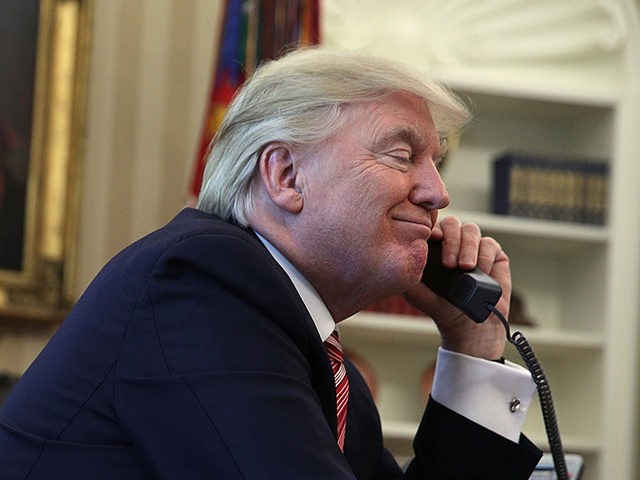 WASHINGTON, DC - JUNE 27: U.S. President Donald Trump speaks on the phone with Irish Prime Minister Leo Varadkar on the phone in the Oval Office of the White House June 27, 2017 in Washington, DC. President Trump congratulated Prime Minister Varadkar to become the new leader of Ireland. (Photo …