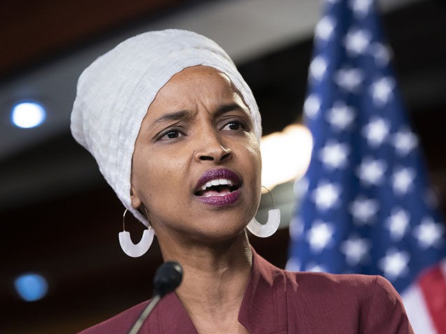 Rep. Ilhan Omar, D-Minn., respond to remarks by President Donald Trump after his call for
