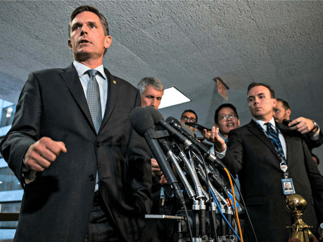 WASHINGTON, DC - SEPTEMBER 26: Sen. Martin Heinrich (D-NM) speaks to members of the press after a closed door meeting between Inspector General of the Intelligence Community Michael Atkinson and the Senate Select Committee on Intelligence on Capitol Hill on September 26, 2019 in Washington, DC. Inspector General Atkinson stated …