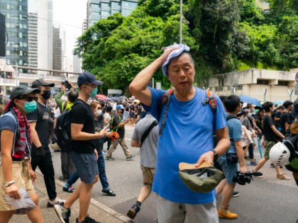 The media tycoon Jimmy Lai, attends a pro-democracy protesters march in Admiralty on Augus