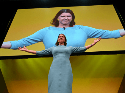 Liberal Democrat leader Jo Swinson gives a keynote speech at the Liberal Democrat party conference in Bournemouth on September 17, 2019. (Photo by Ben STANSALL / AFP) (Photo credit should read BEN STANSALL/AFP/Getty Images)
