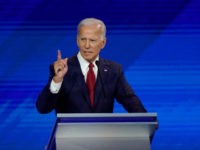 Former Vice President Joe Biden responds to a question Thursday, Sept. 12, 2019, during a Democratic presidential primary debate hosted by ABC at Texas Southern University in Houston. (AP Photo/David J. Phillip)