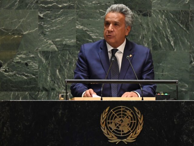President of Ecuador Lenin Moreno speaks at the 74th Session of the General Assembly at the United Nations headquarters on September 25, 2019 in New York. (Photo by TIMOTHY A. CLARY / AFP) (Photo credit should read TIMOTHY A. CLARY/AFP/Getty Images)