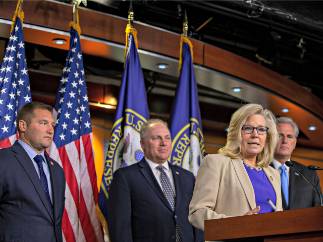 WASHINGTON, DC - SEPTEMBER 18: Conference Chair Liz Cheney (R-WY) speaks to reporters during a press conference on September 18, 2019 in Washington, DC. House Minority Leader Kevin McCarthy discussed Democrats' actions towards impeachment and claimed House Speaker Nancy Pelosi is struggling to maintain control of her party. (Photo by â¦