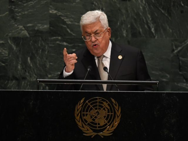 Palestinian President Mahmoud Abbas speaks during the 74th Session of the General Assembly