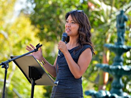 MALIBU, CA - NOVEMBER 04: Columnist Michelle Malkin speaks at the International Innovators Forum at the Fight for Social Justice and Human Rights on November 4, 2018 in Malibu, California. (Photo by Charley Gallay/Getty Images for International Innovators of Justice/American Justice Alliance)