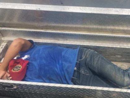 Del Rio Sector Border Patrol agents find a migrant locked in a pickup truck tool box in South Texas. (Photo: U.S. Border Patrol/Del Rio Sector)