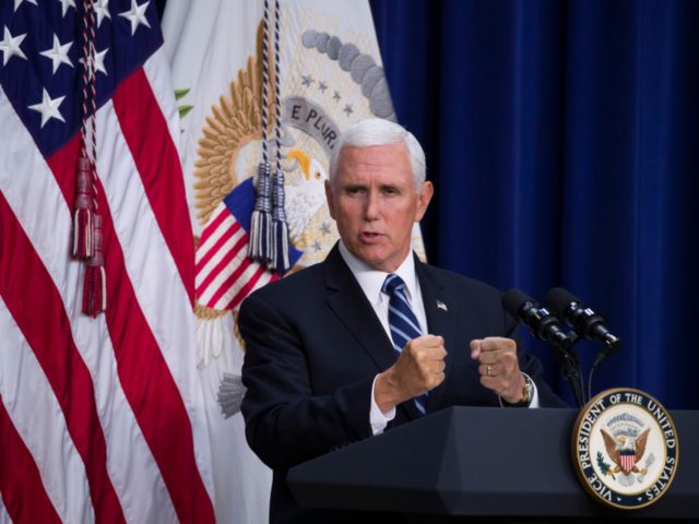 Vice President Mike Pence speaks during an immigration and naturalization ceremony in the