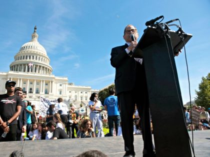 House Judiciary Committee Chairman Jerry Nadler, D-N.Y., speaks during the Climate Strike protest at the U.S. Capitol Friday, Sept. 20, 2019, in Washington. (AP Photo/Kevin Wolf)