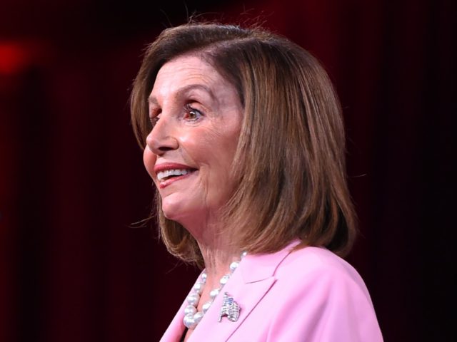 Speaker of the US House of Representatives Nancy Pelosi speaks on-stage during the Democra