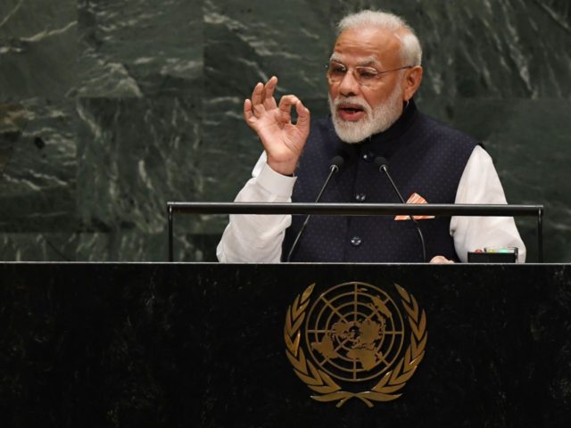 Indian Prime Minister Narendra Modi speaks during the 74th Session of the General Assembly