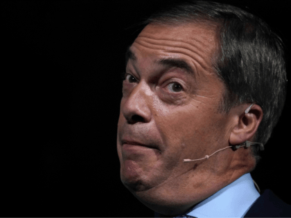 MAIDSTONE, ENGLAND - SEPTEMBER 26: Leader of the Brexit Party Nigel Farage speaks during t