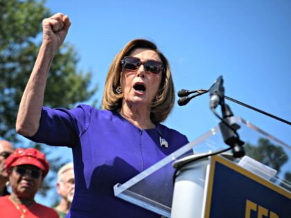 House Speaker Nancy Pelosi speaks at a Fed Up? Rise Up! rally outside the US Capitol in Washington, DC September 24, 2019. - US President Donald Trump swatted away mounting pressure from Democrats demanding his impeachment, rejecting accusations he had offered aid to Ukraine only if it investigated his political …