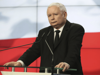 Jaroslaw Kaczynski, the head of Poland's ruling party, speaks at a news conference where the speaker of the parliament resigns in Warsaw, Poland, on Thursday Aug. 8, 2019. Kuchcinski's resignation was prompted by public anger over his and his family's frequent use of government planes. Kuchcinski and Kaczynski insisted that …