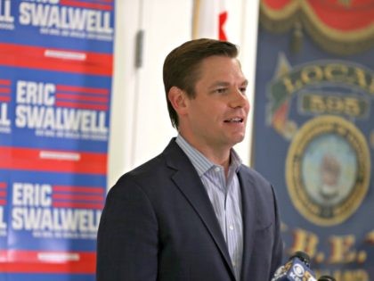 DUBLIN, CALIFORNIA - JULY 08: Democratic presidential candidate Rep. Eric Swalwell (D-CA) speaks during a press conference at his campaign headquarters where he announced that he is dropping out of the presidential race on July 08, 2019 in Dublin, California. Three months after entering the presidential race, Swalwell announced that …