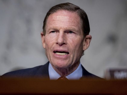 Sen. Richard Blumenthal, D-Conn., speaks as Federal Aviation Administration Acting Administrator Daniel Elwell, National Transportation Safety Board Chairman Robert Sumwalt, and Department of Transportation Inspector General Calvin Scovel appear before a Senate Transportation subcommittee hearing on commercial airline safety, on Capitol Hill, Wednesday, March 27, 2019, in Washington. Two recent …