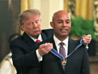 WASHINGTON, DC - SEPTEMBER 16: U.S. President Donald Trump (L) presents the Presidential Medal of Freedom to former New York Yankees player Mariano Rivera in the East Room of the White House on September 16, 2019 in Washington, DC. Rivera who retired in 2013 was unanimously voted into the Baseball …
