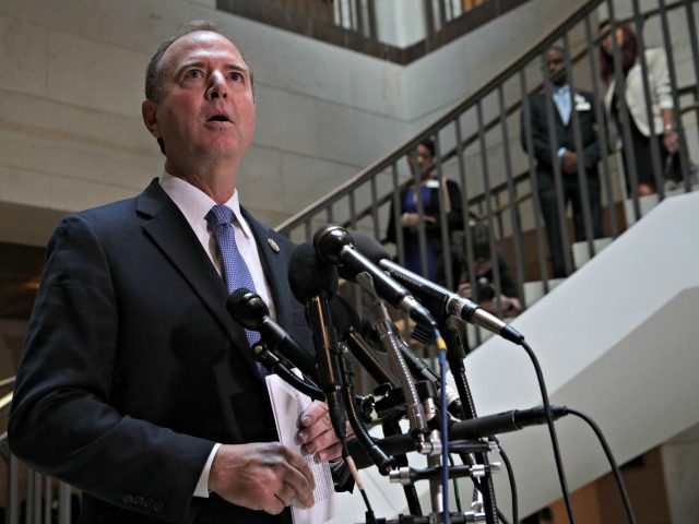 WASHINGTON, DC - SEPTEMBER 19: Committee Chairman Rep. Adam Schiff (D-CA) speaks to members of the media after Intelligence Community Inspector General Michael Atkinson met behind closed doors with the House Intelligence Committee at the U.S. Capitol September 19, 2019 in Washington, DC. Atkinson was on the Hill to discuss …