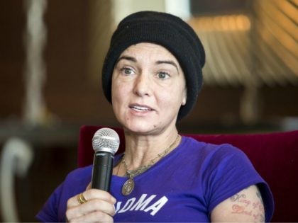 Irish singer-songwriter Sinead O'Connor attends a press event during the Budapest Spring Festival at a hotel in Budapest, Hungary, Wednesday, April 22, 2015. (Balazs Mohai/MTI via AP)