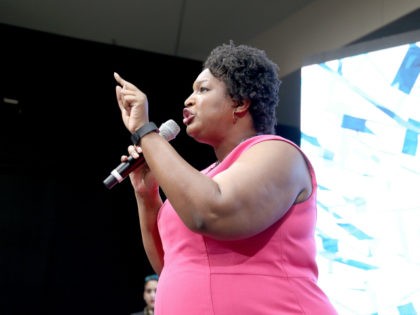 House Minority Leader for the Georgia General Assembly, Stacey Abrams speaks onstage at EMILY's List Breaking Through 2016 at the Democratic National Convention at Kimmel Center for the Performing Arts on July 27, 2016 in Philadelphia, Pennsylvania. (Photo by Paul Zimmerman/Getty Images For EMILY's List)