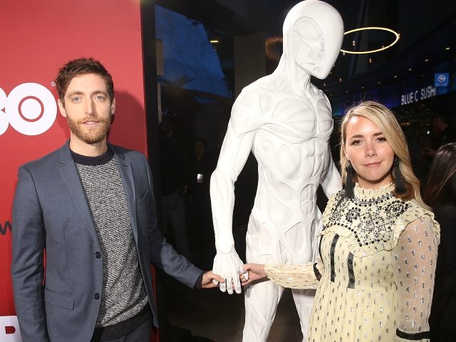 LOS ANGELES, CA - APRIL 16: Thomas Middleditch and Mollie Gates attend the Premiere of HBO
