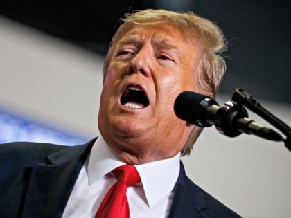 President Donald Trump speaks during a campaign rally at the Santa Ana Star Center, Monday, Sept. 16, 2019, in Rio Rancho, N.M. (AP Photo/Evan Vucci)