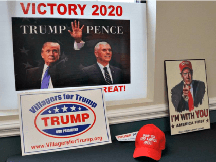 Trump campaign merchandise adorns the recreation center where leaders of several Republican hold meetings in central FloridaLEILA MACOR/AFP/GETTY IMAGES