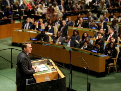 Brazilian President Jair Bolsonaro addresses the 74th session of the United Nations Genera