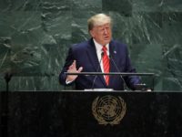 NEW YORK, NY - SEPTEMBER 24: U.S. President Donald Trump addresses the United Nations General Assembly at UN headquarters on September 24, 2019 in New York City. World leaders from across the globe are gathered at the 74th session of the UN General Assembly, amid crises ranging from climate change …