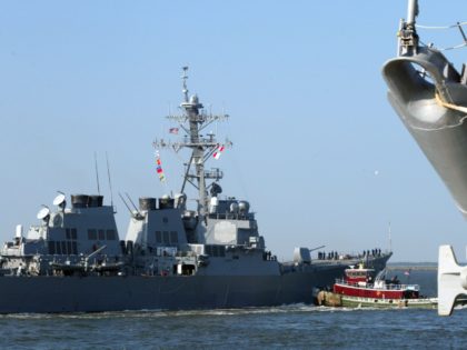 NORFOLK, VA - SEPTEMBER 16: The destroyer USS Ramage prepares to leave Naval Station Norfo