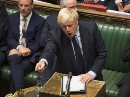 In this image released by the House of Commons, Britain's Prime Minister Boris Johnson speaks in the House of Commons, London, Tuesday Sept. 3, 2019 after MPs voted in favor of allowing a cross-party alliance to take control of the Commons agenda on Wednesday in a bid to block a …