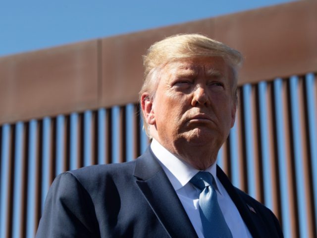 TOPSHOT - US President Donald Trump visits the US-Mexico border fence in Otay Mesa, California on September 18, 2019. (Photo by Nicholas KAMM / AFP) (Photo credit should read NICHOLAS KAMM/AFP/Getty Images)