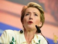 British actress Emma Thompson answers to journalists during the press conference for the film "Alone in Berlin" by Vincent Perez, screened in competition of the 66th Berlinale Film Festival in Berlin on February 15, 2016. / AFP / John MACDOUGALL (Photo credit should read JOHN MACDOUGALL/AFP/Getty Images)