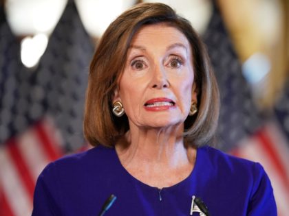 US Speaker of the House Nancy Pelosi, Democrat of California, announces a formal impeachme