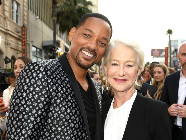LOS ANGELES, CALIFORNIA - MAY 21: Will Smith and Helen Mirren attends the premiere of Disn
