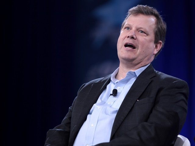 Peter Schweizer speaking at the 2016 Conservative Political Action Conference (CPAC) in National Harbor, Maryland.