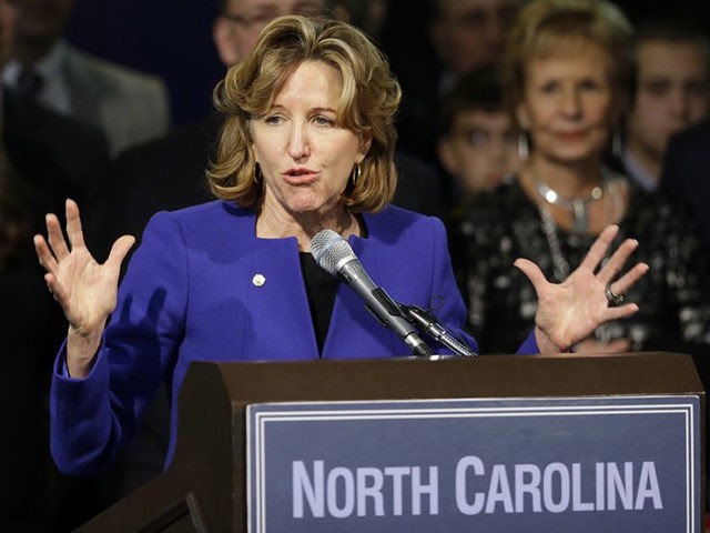 FILE - In this Nov. 4, 2014 file photo, Sen. Kay Hagan, D-N.C., gives her concession speec