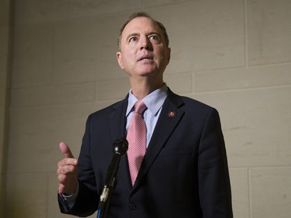 House Intelligence Committee Chairman Adam Schiff, of Calif., speaks with reporters after